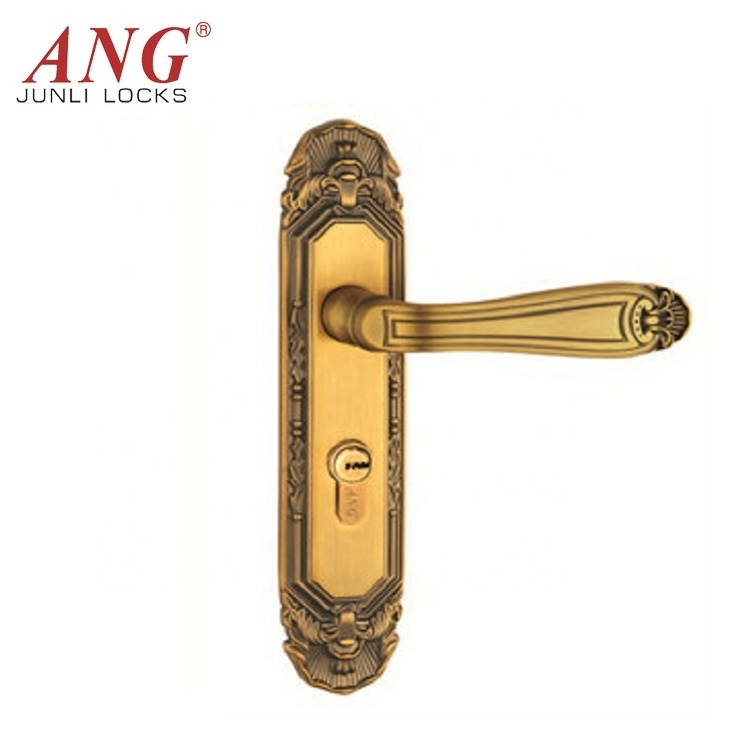 Security Double Pull Rose Gold Copper Antique Classic Villa Big Entrance Door Lock For Metal Gate