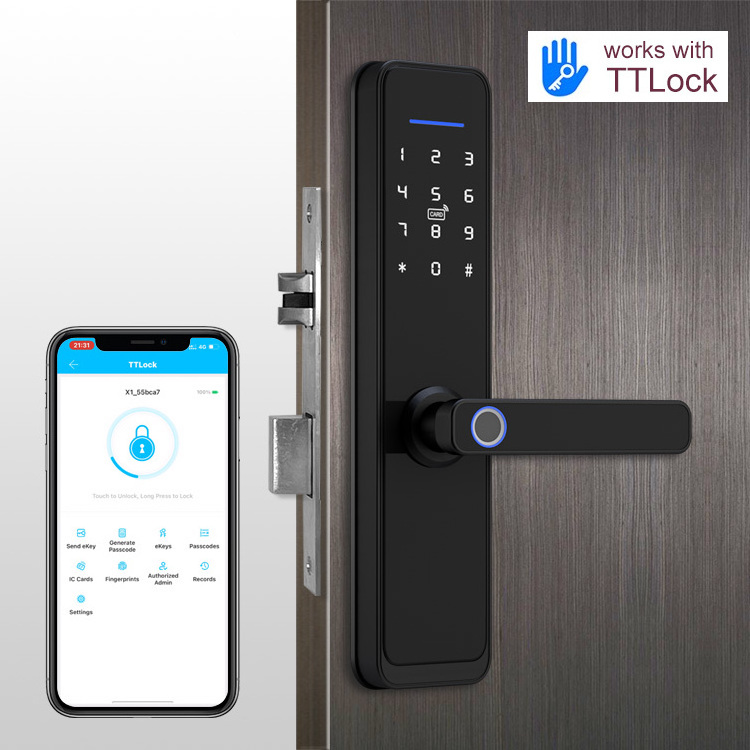 Guangdong Home Card Key Password Fingerprint Hotel System Tuya Ttlock App Electric Digital Zigbee Door Lock