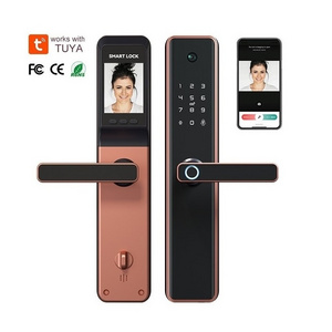 Waterproof Alexa Wifi Digital Electronic Fingerprinting Bedroom Sliding Cylinder Gate Tuya Smart Door Lock With Camera