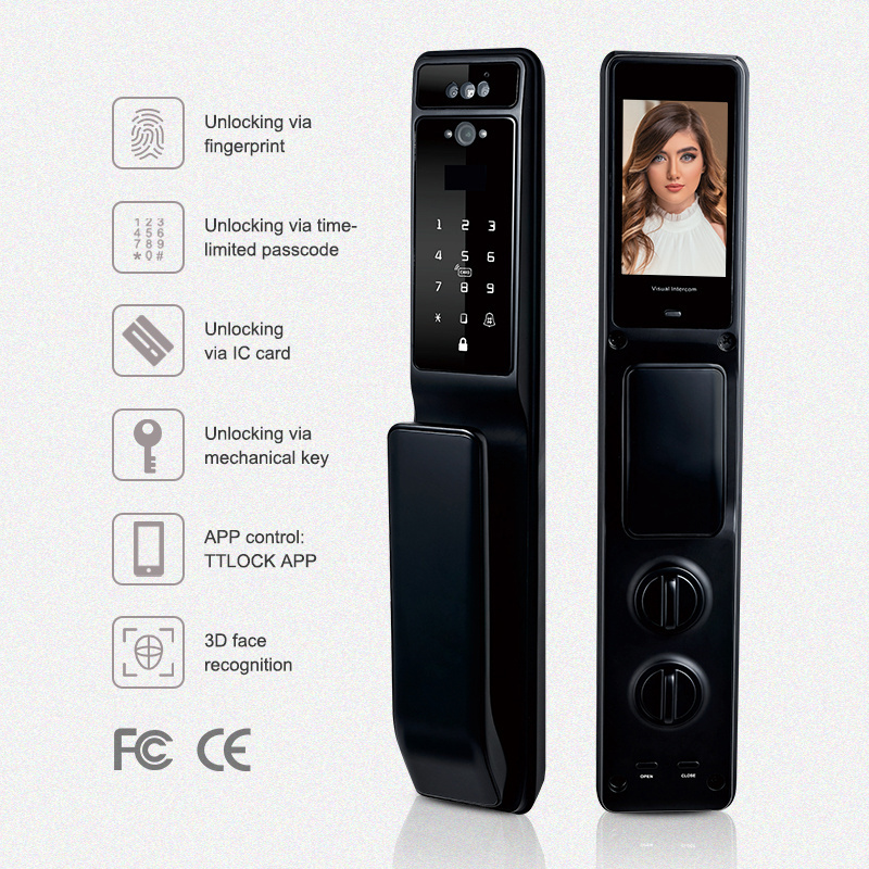 Home Front Door Keyless Smart Lock 3D Face Recognition Smart Door Lock With Camera