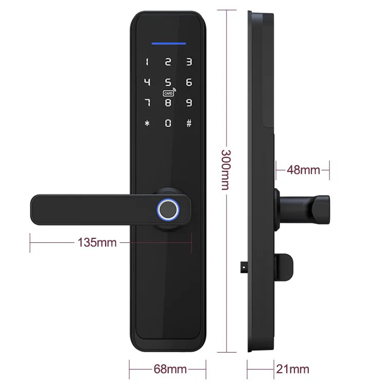 Security Ttlock Hotel password fingerprint door lock handle wifi smart door lock