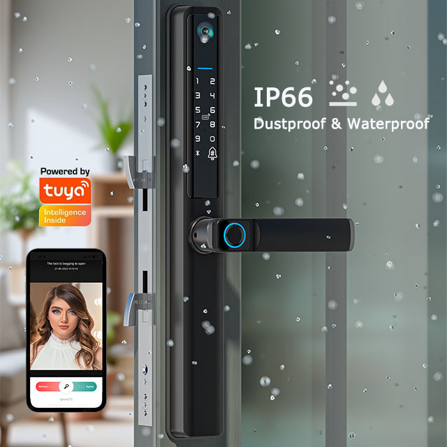 ANG IP66 Waterproof Outdoor Sliding Door Lock Digital Fingerprint Tuya Wifi Smart Lock With Camera