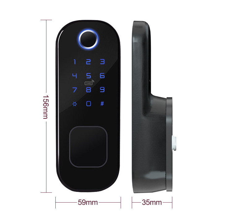 ANG waterproof automatic double sided fingerprint door lock with tuya smart lock