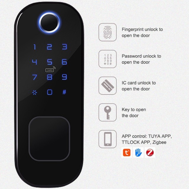 ANG waterproof automatic double sided fingerprint door lock with tuya smart lock