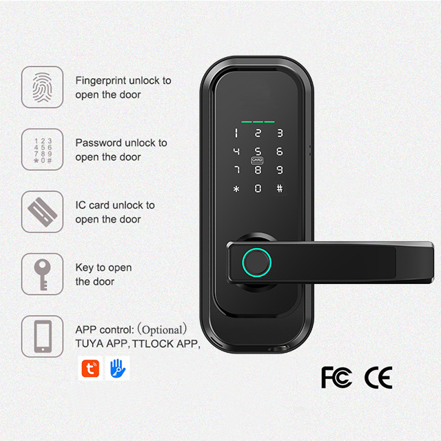 2024 European Style Password Fingerprint Smart Door Lock Ttlock Tuya Remote Control Door Lock For Home