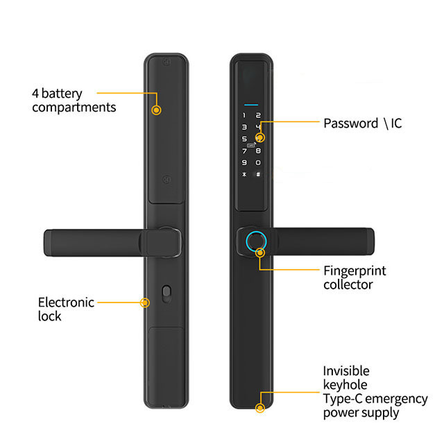 Fingerprint Glass Digital Smart Door Lock Waterproof Fechadura Inteligente