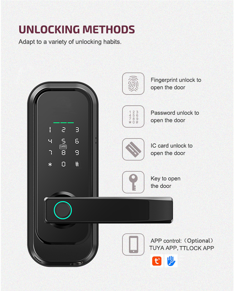 Smart Door Lock European Security Door Ttlock Tuya Wifi Fingerprint Door Lock