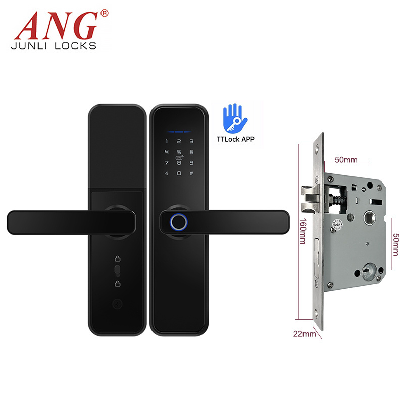 ANG Ttlock Smart Door Lock Digital Hotel Card Fingerprint Wooden Door Lock