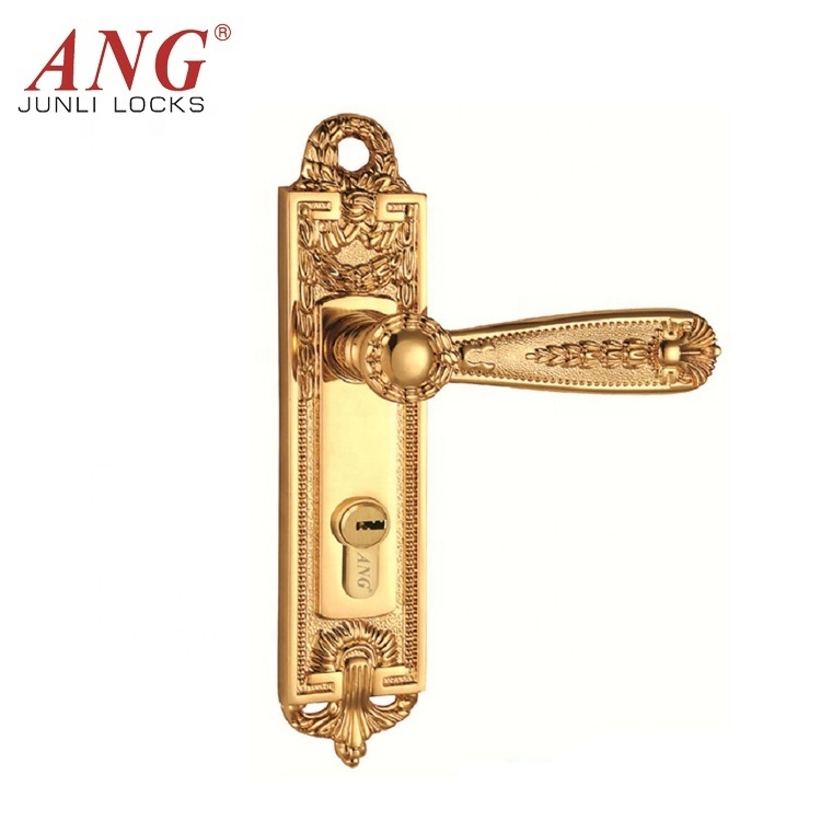 Hotel Room Door European Style Rose Gold Copper Classic Antique Door Handle Lock Set