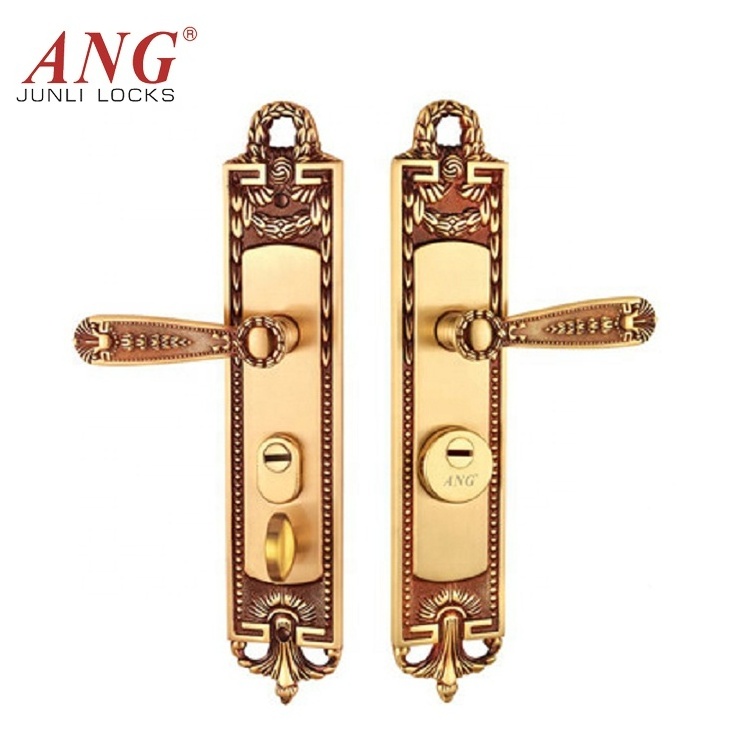 Prime Quality Polished Metal Anti Prying American Double Pull Villa Home Bedroom Copper Manual Sliding Door Knob Lock Set