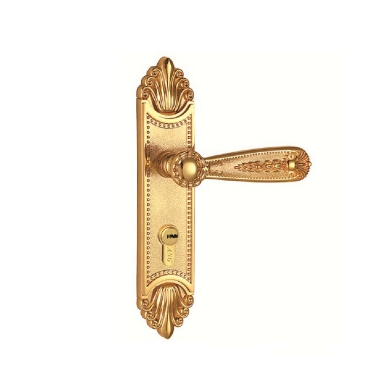 China Manufacturing Security 24K Gold Double Pull Metal Copper Sliding Push Pull Door Lock