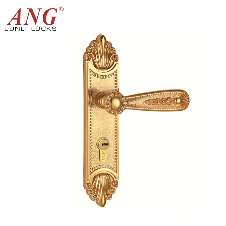 China Manufacturing Security 24K Gold Double Pull Metal Copper Sliding Push Pull Door Lock