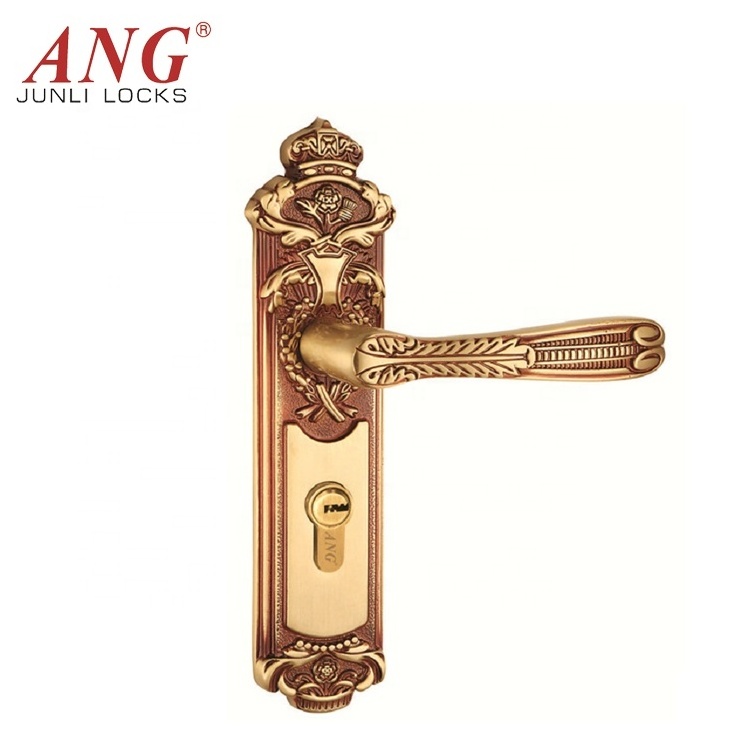 Heavy Duty Room Door Rose Gold Copper Antique Classic Sliding Dual Double Sided Key Door Handle Lock