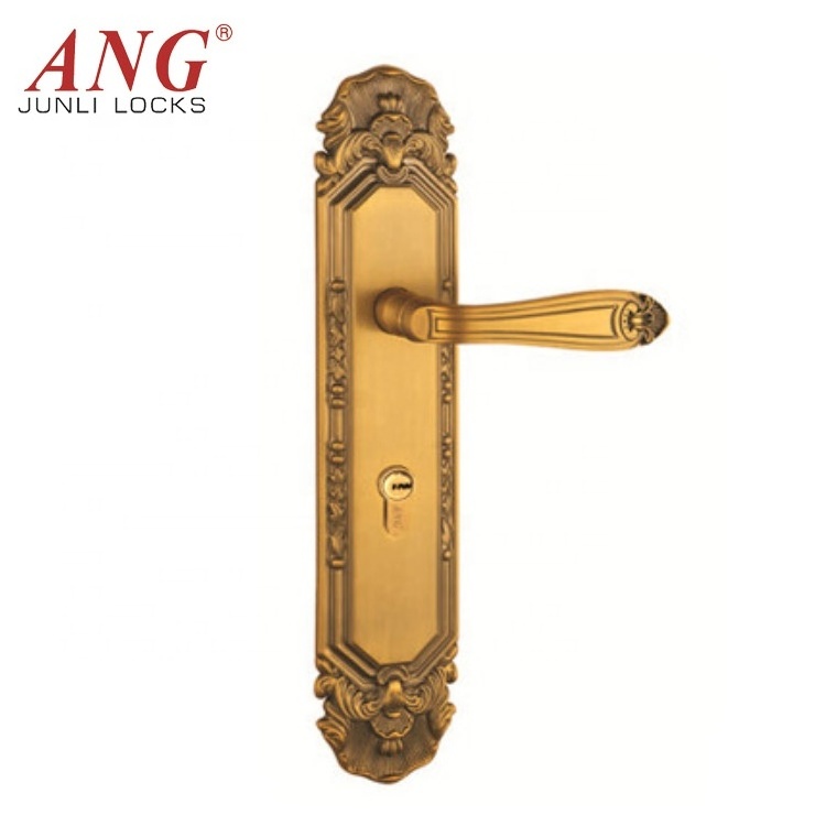 Hotel Office Security Anti-Theft Anti-Prying European Luxury 24K Gold Copper Mortise Metal Sliding Pocket Door Lock