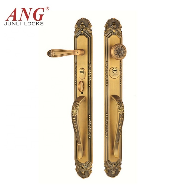 Suitable For 40Mm To 70Mm Thick Door Rose Gold Red Bronze Luxury Hotel Brass Handle Door Lock