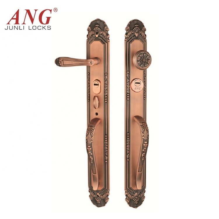 Suitable For 40Mm To 70Mm Thick Door Rose Gold Red Bronze Luxury Hotel Brass Handle Door Lock