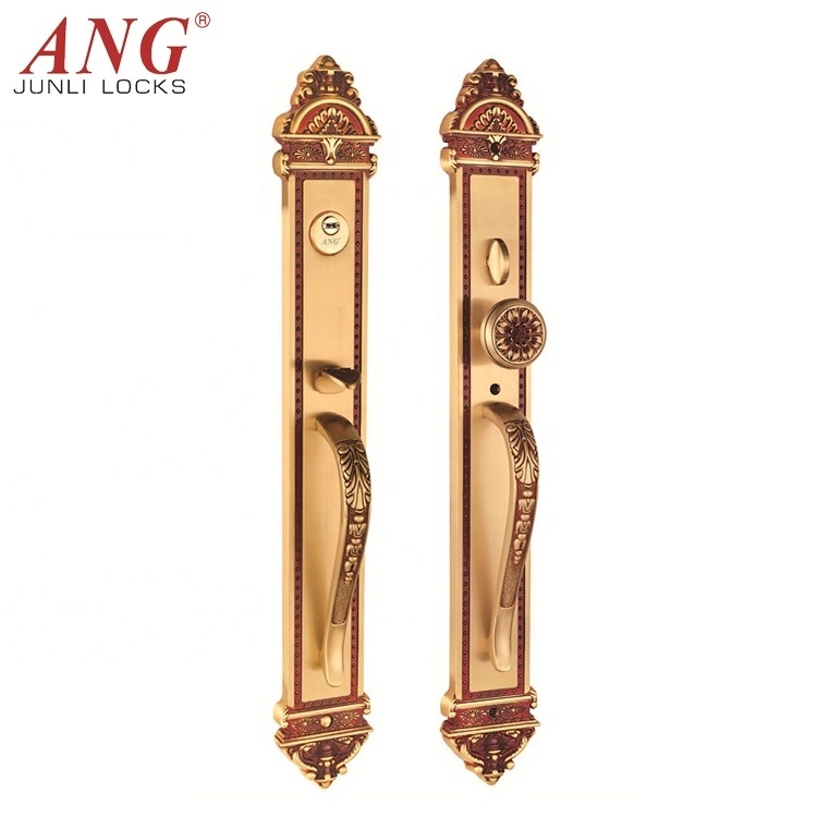 Pop Rose Gold Yellow Bronze Security Copper Material Interior Door Lock Handle For Home Hotel