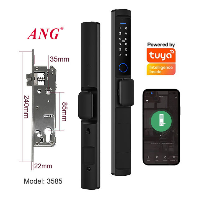 Waterproof Outdoor Electronic Lock Tuya Ttlock Home Apartment Fingerprint Aluminum Smart Sliding Glass Door Lock