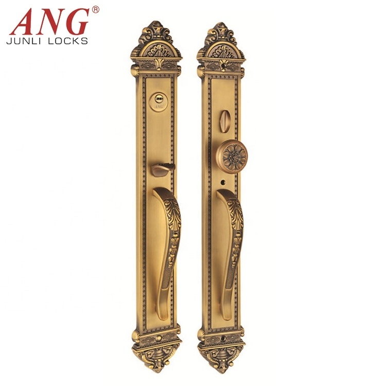 Pop Rose Gold Yellow Bronze Security Copper Material Interior Door Lock Handle For Home Hotel