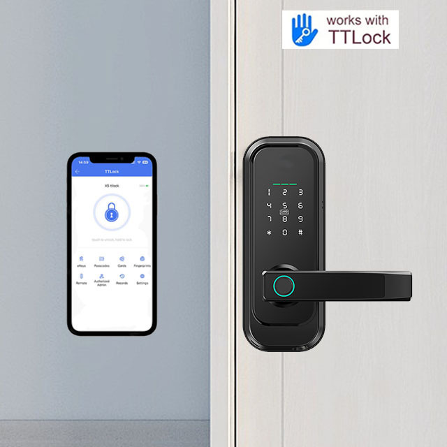 Airbnb Smart Door Lock Single Latch Card Fingerprint Ttlock Tuya Wifi Door Lock With Keypad