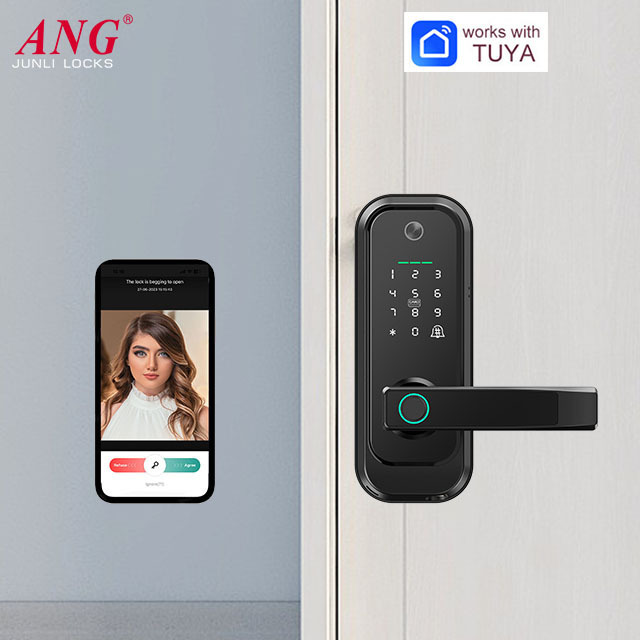 European American Style Key Card Door Lock For Home Tuya Door Lock With Camera