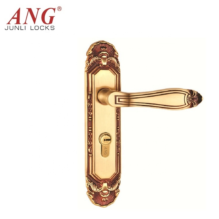 Security Double Pull Rose Gold Copper Antique Classic Villa Big Entrance Door Lock For Metal Gate