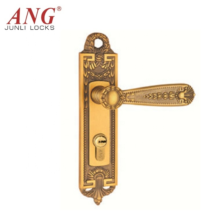 Hotel Room Door European Style Rose Gold Copper Classic Antique Door Handle Lock Set