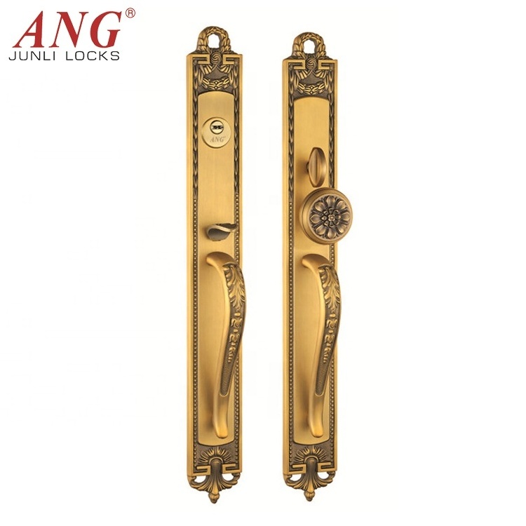 American Style Hotel Room Antique Double Handle 24K Gold Copper Set Sliding Door Hook Lock