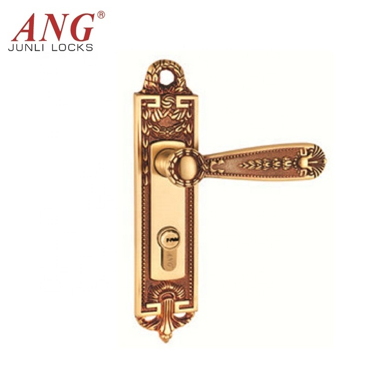 Hotel Room Door European Style Rose Gold Copper Classic Antique Door Handle Lock Set