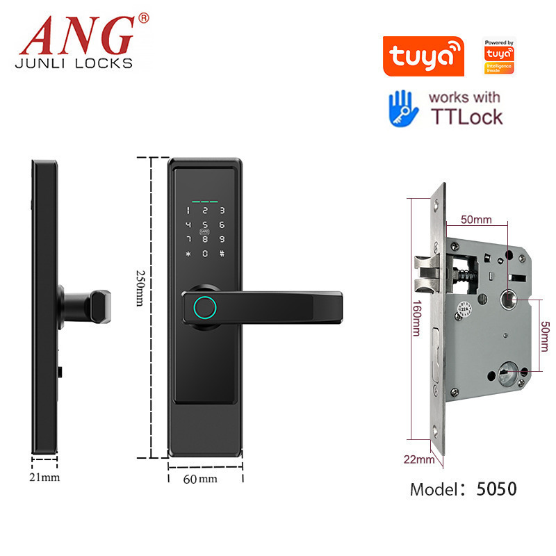 Hotel Ttlock Ble App Smart Door Lock Fingerprint Password Nfc Rfid Key Card Intelligent Door Lock