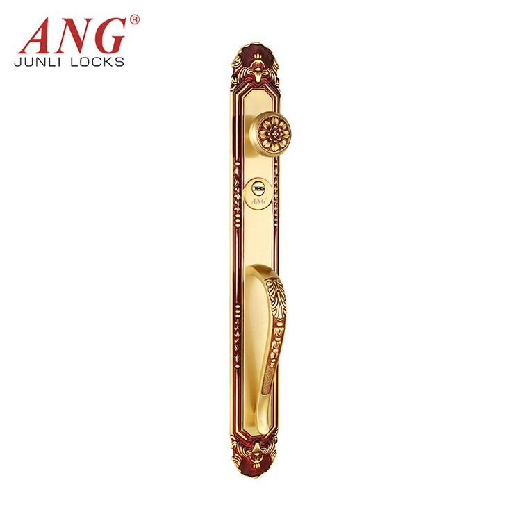 Pure Copper Villa Interior Door Lock Gate Outdoor Double Open Anti Prying Anti Inserting Copper Door Locks Handle Door Lock