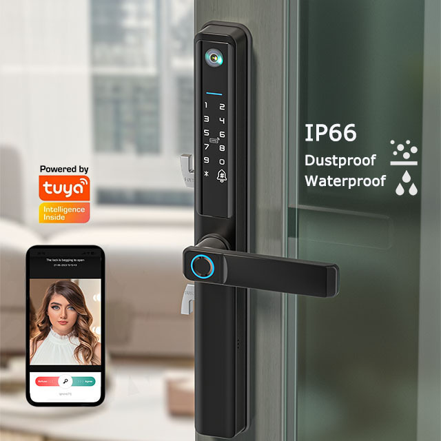 Digital Door Lock Password Fingerprint  Ip66 Waterproof Smart Door Lock With Camera