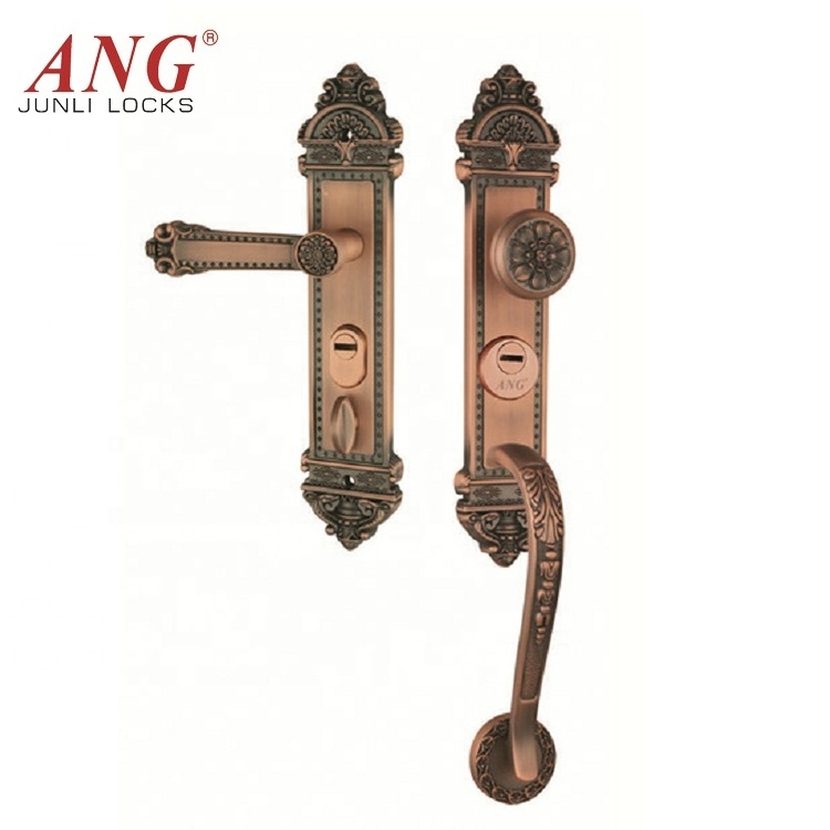 European American Villa Home High Security Double Pull Sliding Wooden Door Lock With Handle