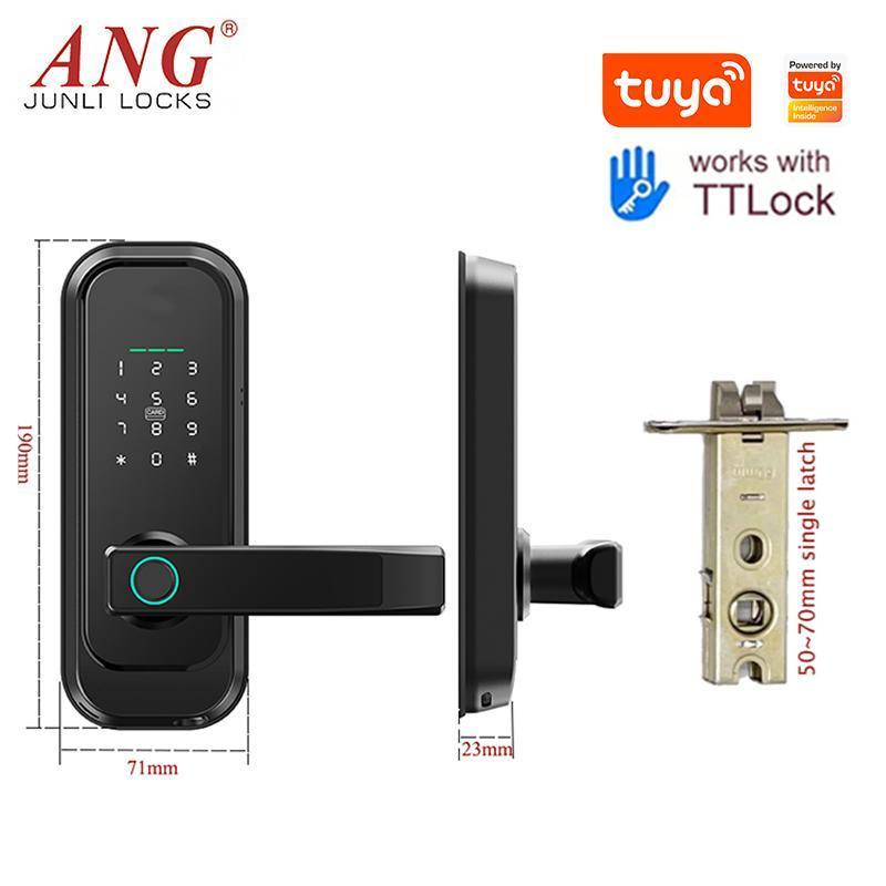 Airbnb Smart Door Lock Single Latch Card Fingerprint Ttlock Tuya Wifi Door Lock With Keypad