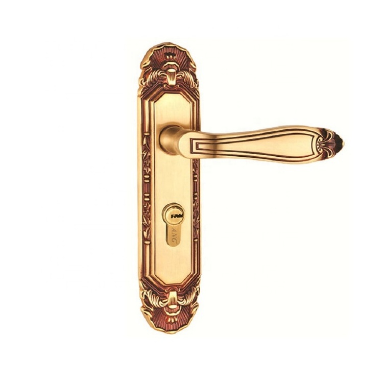 Security Double Pull Rose Gold Copper Antique Classic Villa Big Entrance Door Lock For Metal Gate