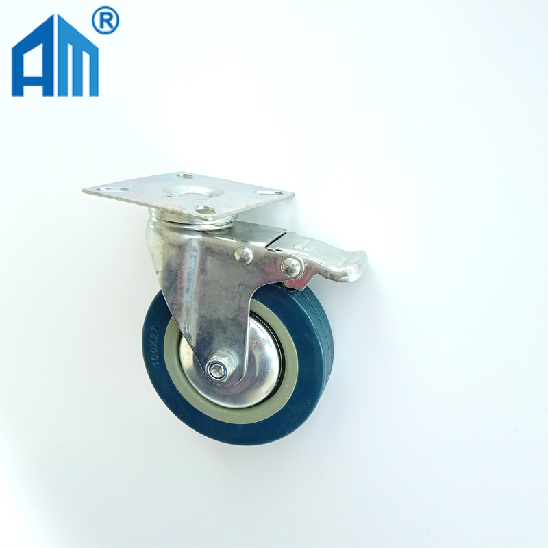 Medium Duty Caster Wheel 2/2.5/3/4/5 inch Plate Caster with Lock Rubber Caster Wheel