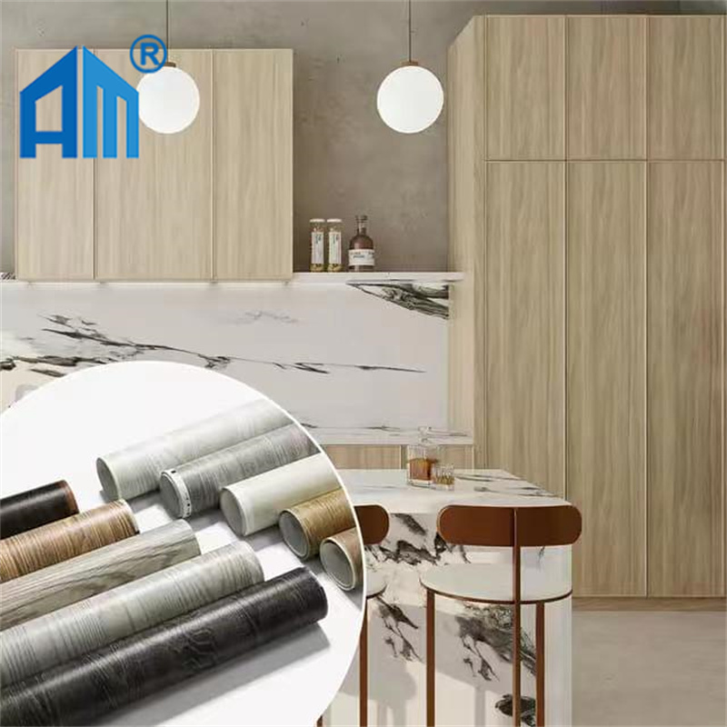 Laminate Kitchen Cabinet Wrap Self Adhesive Wallpaper Wall Paper Furniture Sticker Vinyl Wood Grain PVC Film For Sale