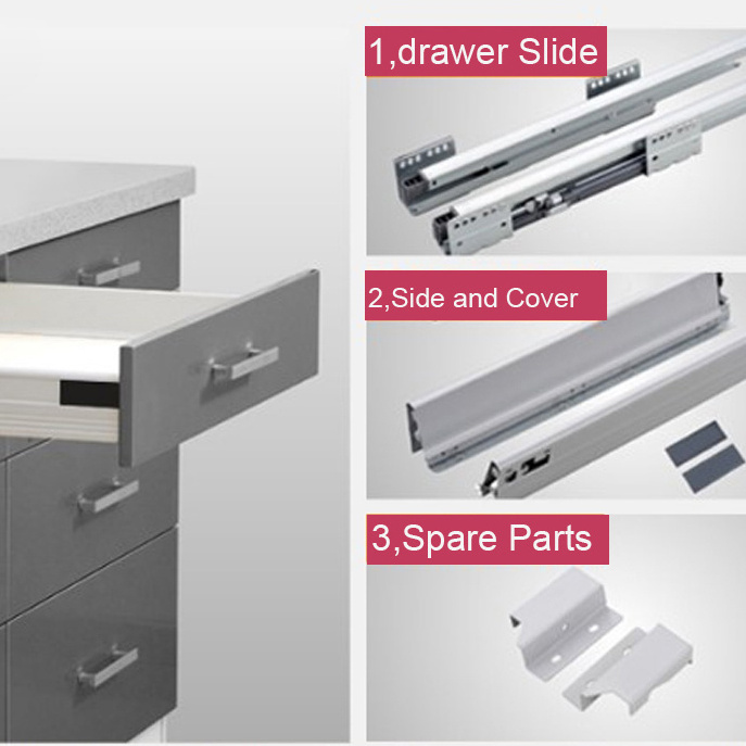 Good Quality Tandem Box Drawer Slide Full Extension Cabinet Slide Kitchen Furniture Accessories