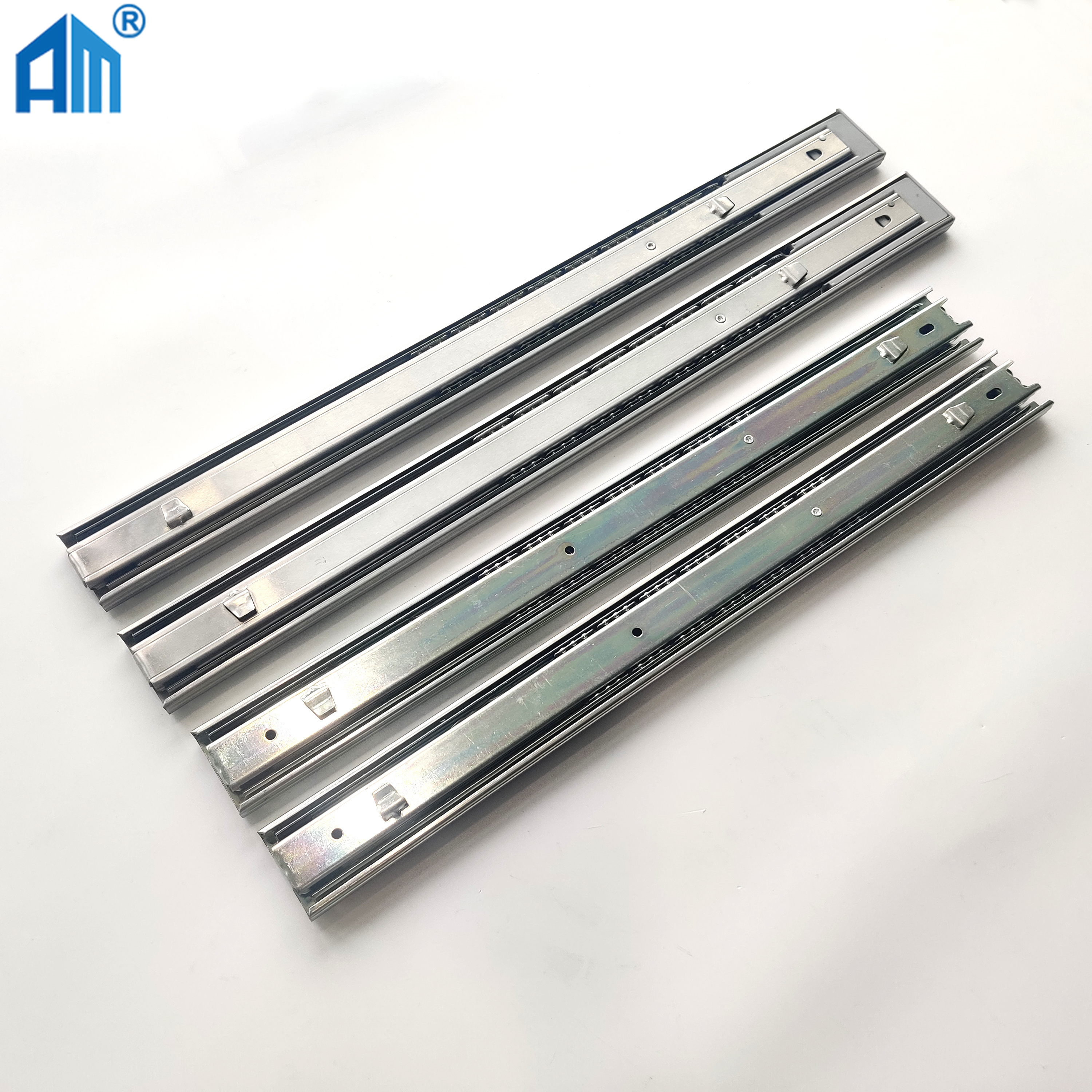 35mm full extension 3 fold ball bearing drawer slide hook style telescopic channel