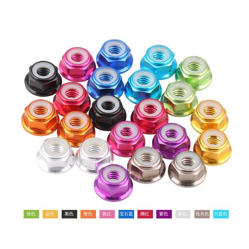 Anodized colorful Din6926 M2 M2.5 M3 M4 M5 M6 M8 aluminum alloy nylon locking flange nut