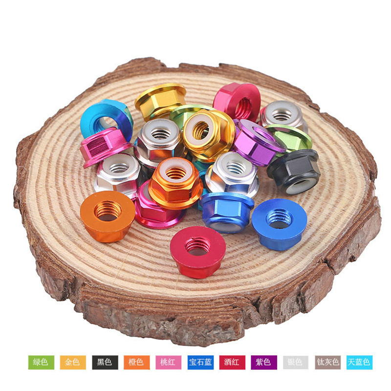 Anodized colorful Din6926 M2 M2.5 M3 M4 M5 M6 M8 aluminum alloy nylon locking flange nut