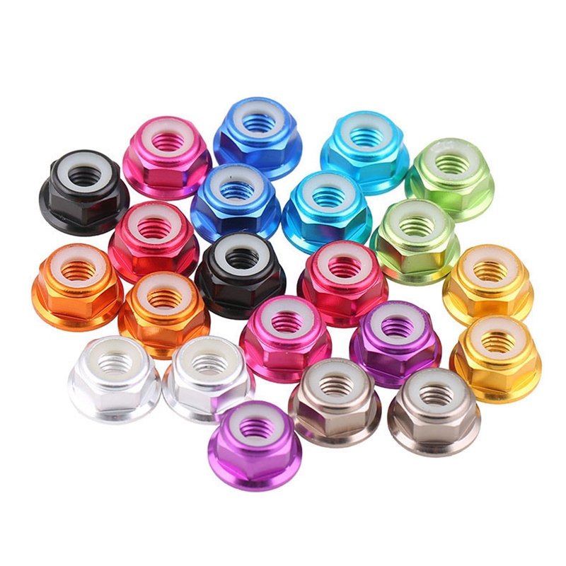 Anodized colorful Din6926 M2 M2.5 M3 M4 M5 M6 M8 aluminum alloy nylon locking flange nut