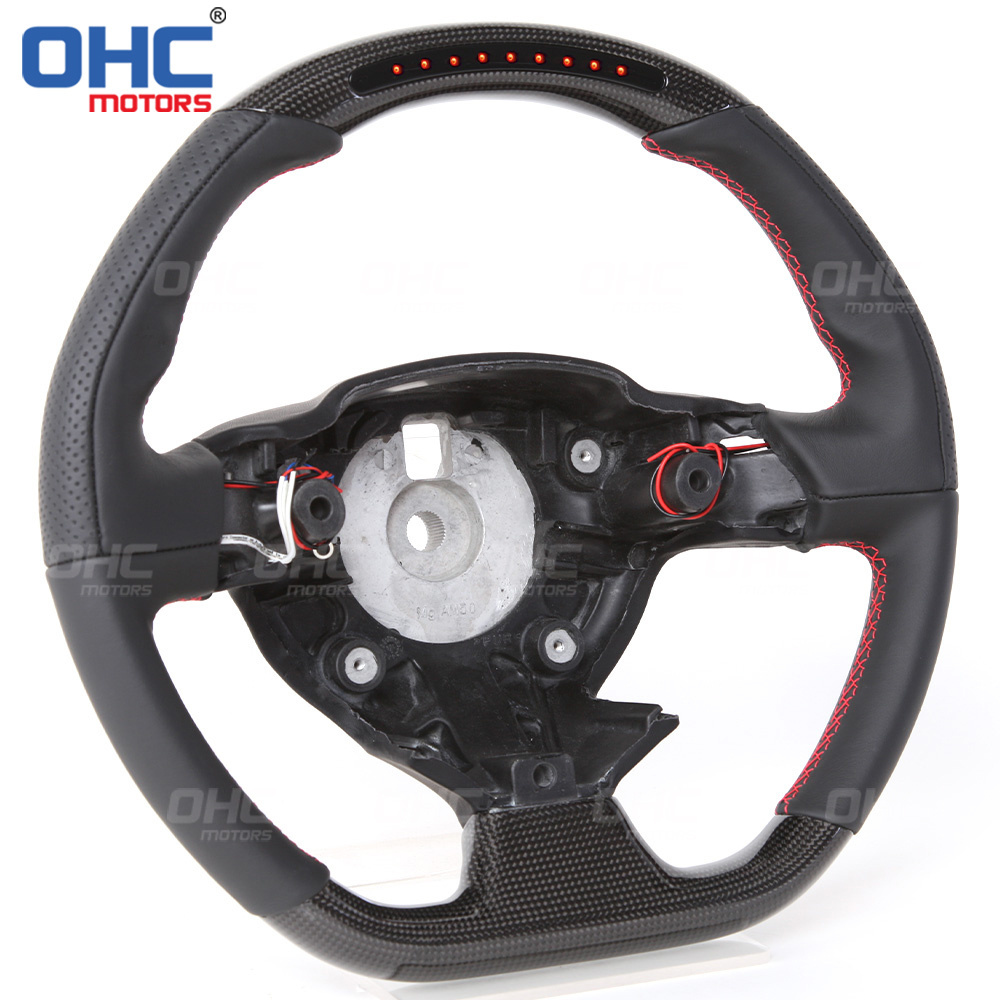 LED Real Carbon Fiber Steering Wheel for Ferrari 458 488 California T F12 Sergio Berlinetta 12-17 Car Steering Wheels OHC MOTORS