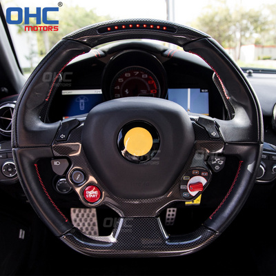 LED Real Carbon Fiber Steering Wheel for Ferrari 458 488 California T F12 Sergio Berlinetta 12-17 Car Steering Wheels OHC MOTORS