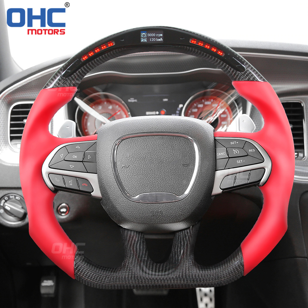 Hot selling Steering Wheel for Dodge Hellcat Charger Challenger 2015 2016 2017 2018 led racing car steering wheel ohc motors