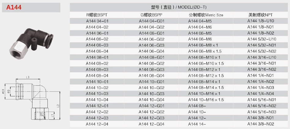 Female thread tube fitting air hose connector