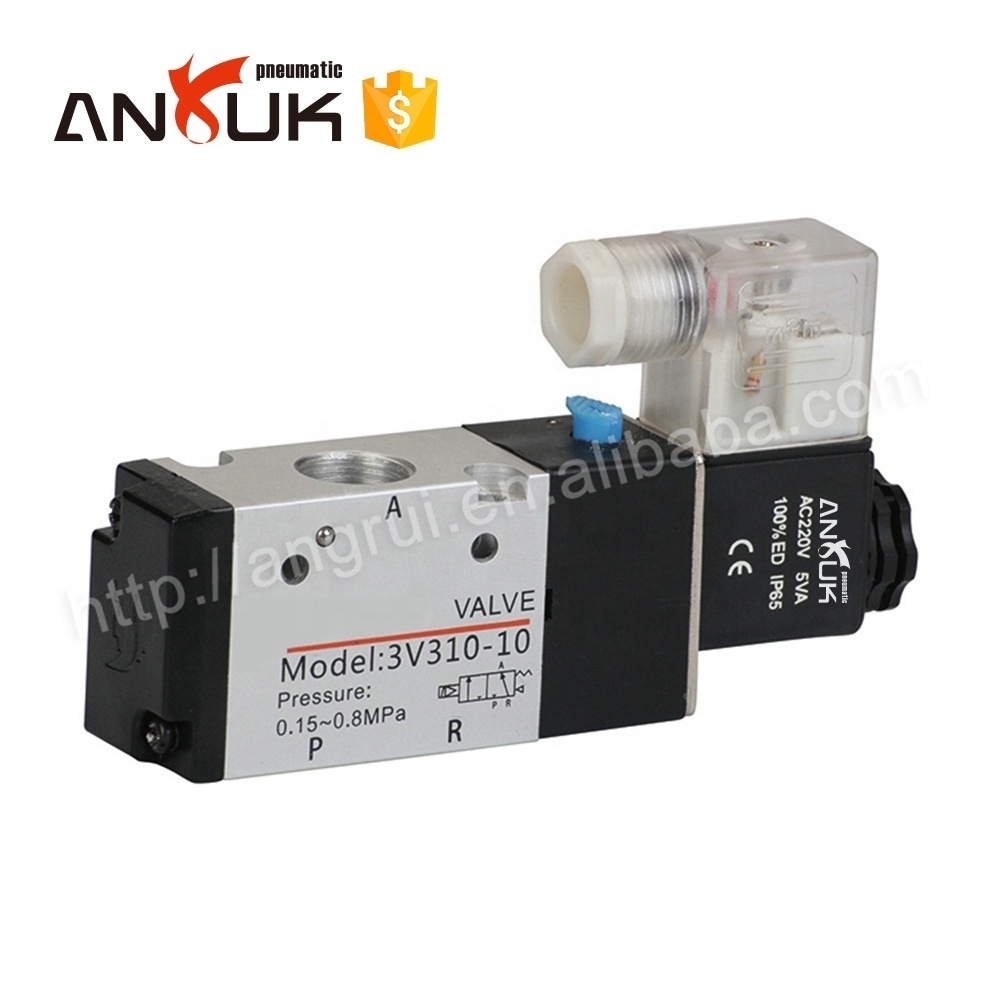 Aluminum Alloy pneumatic air 3 / 8 solenoid valve