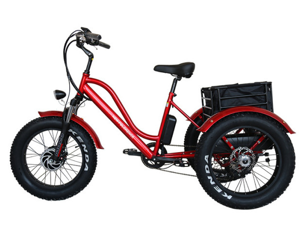 24 inch electric trike fat tire 48V 13Ah Lithium Battery 3 wheel Electric Tricycle electric three wheels bike with basket