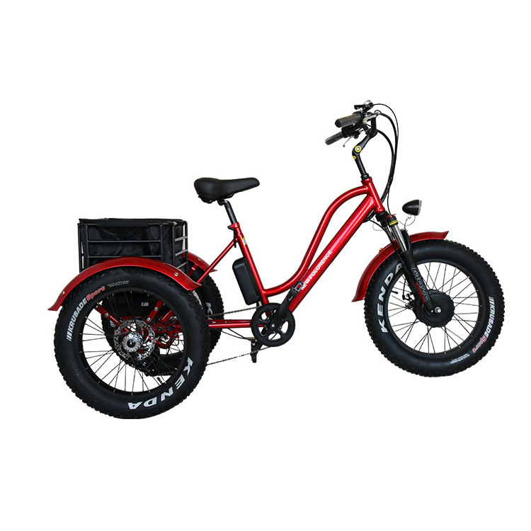 24 inch electric trike fat tire 48V 13Ah Lithium Battery 3 wheel Electric Tricycle electric three wheels bike with basket