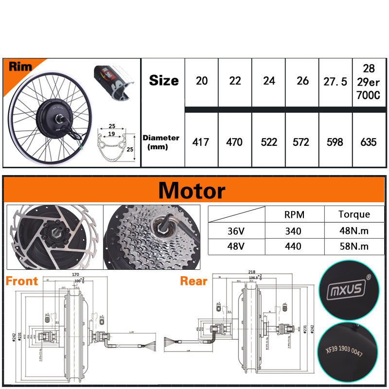 wholesale 48V 500W ebike electric bike hub motor conversion kit with battery